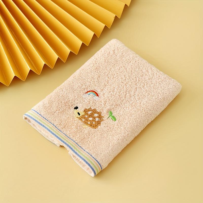 Set da 4 asciugamani in fibra di bambù, asilo, ricamo cartone animato, asciugamano per le mani, morbido, assorbente, 25 x 50 cm / 9,84 x 19,68 pollici, colore casuale