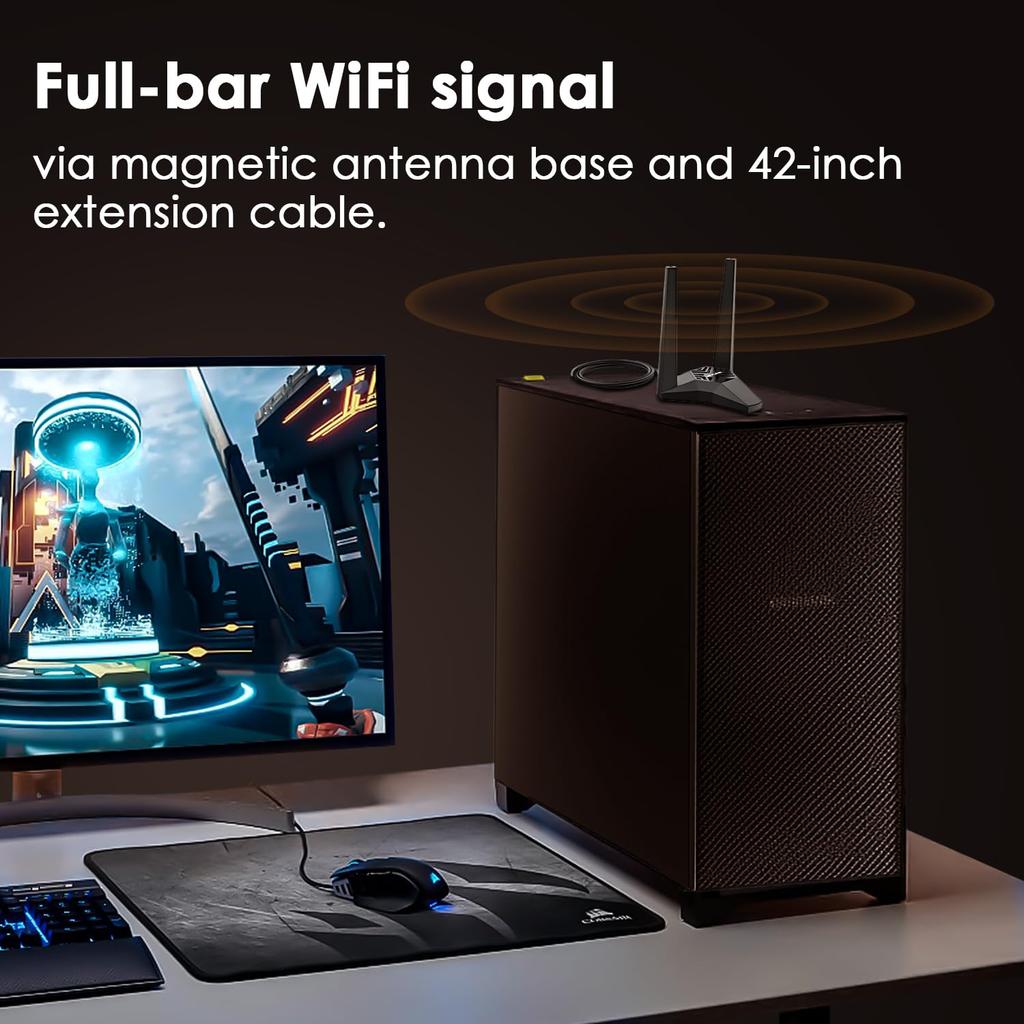 WAVLINK WiFi 6E AX5400M PCIe WiFi Radeon AX210 Network Card with Bluetooth Low Profile Heatsink Intel AX210 Network Card for Windows PC 5.3, MU-MIMO,