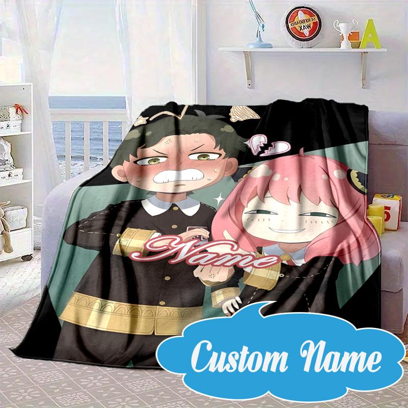 Custom Name Anya Sweet Fan Family Blanket Bed Sofa Blanket Flannel Blanket for Camping, Hiking, Picnic Essentials,gift for Fan Family