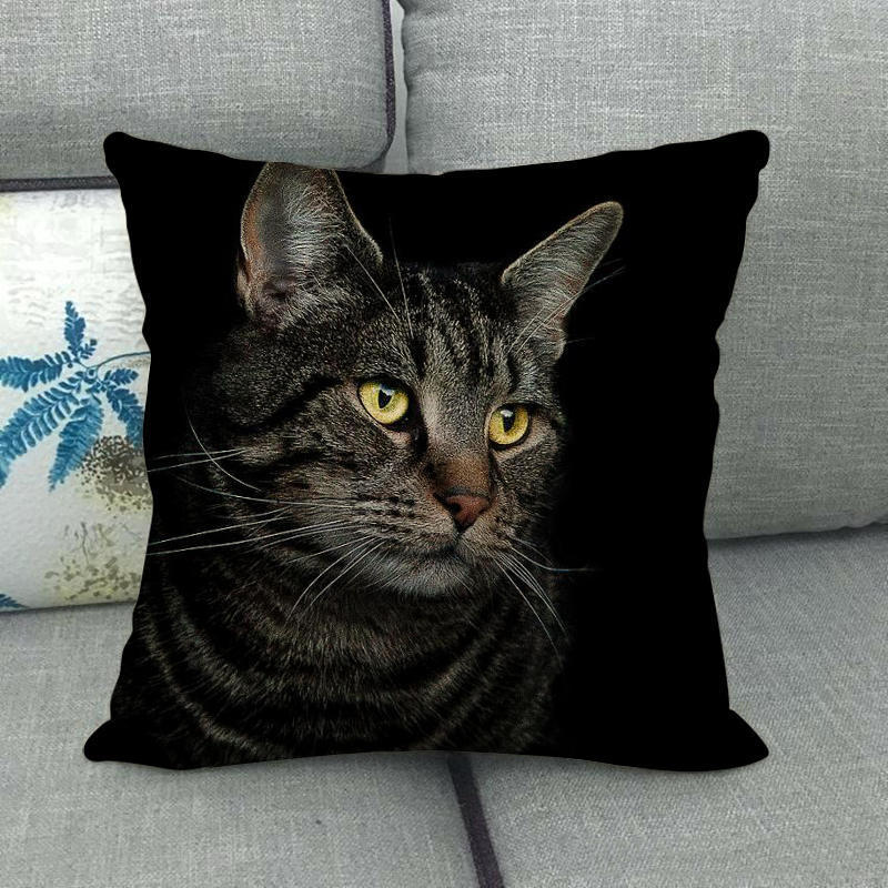 Fashionable cats and cute pet animals Digital printing short plush pillow covers for car sofa office cushion cover home goods