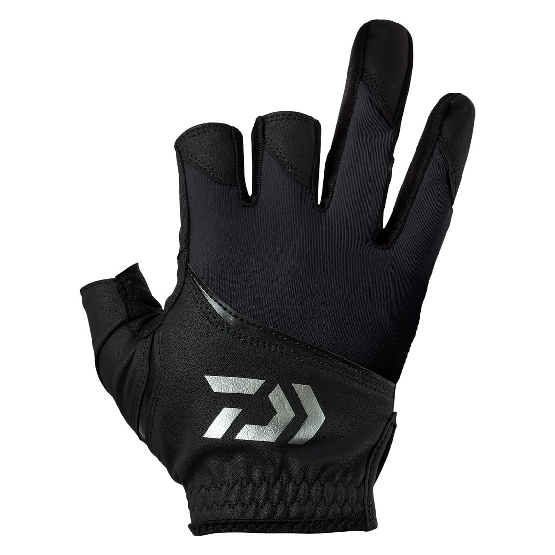 

Daiwa Padded UV Protection Medium Gloves, 3-Piece Cut, 25DG-2025, Black, чёрный