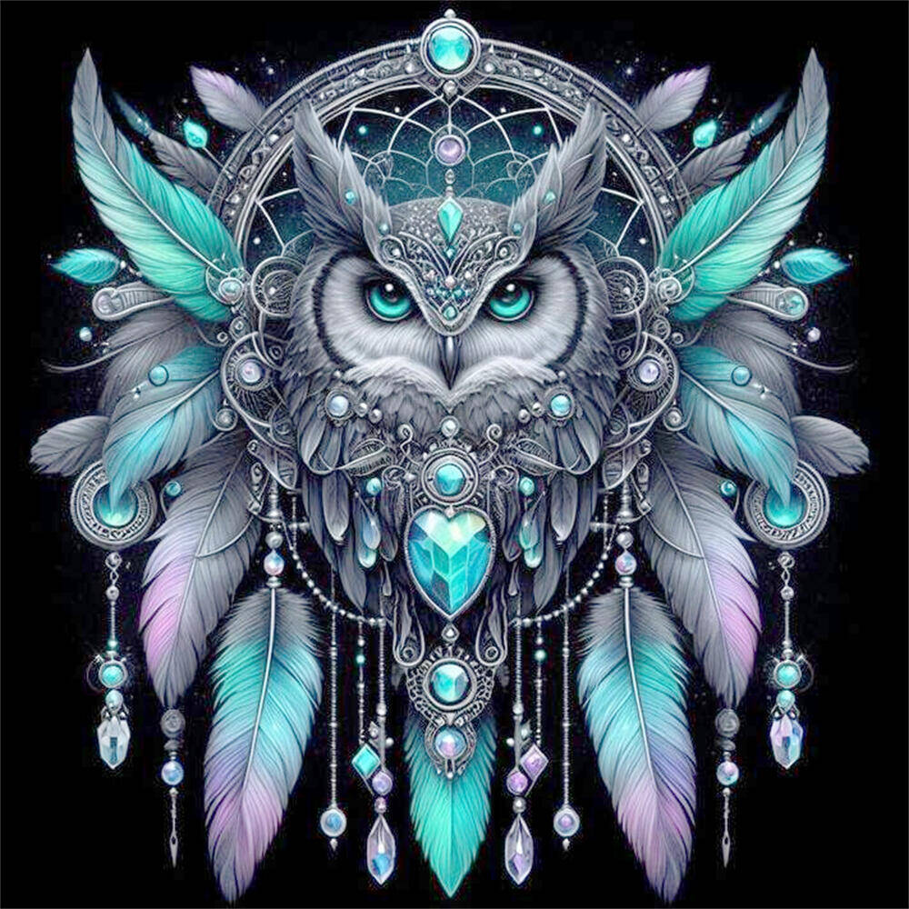 

Сова Алмазная Мозаика Ловец Снов Алмазная Живопись Животное Полная Квадратная Круглая Выкладка Вышивка Мультяшный Декор для Спальни Round 40x40cm