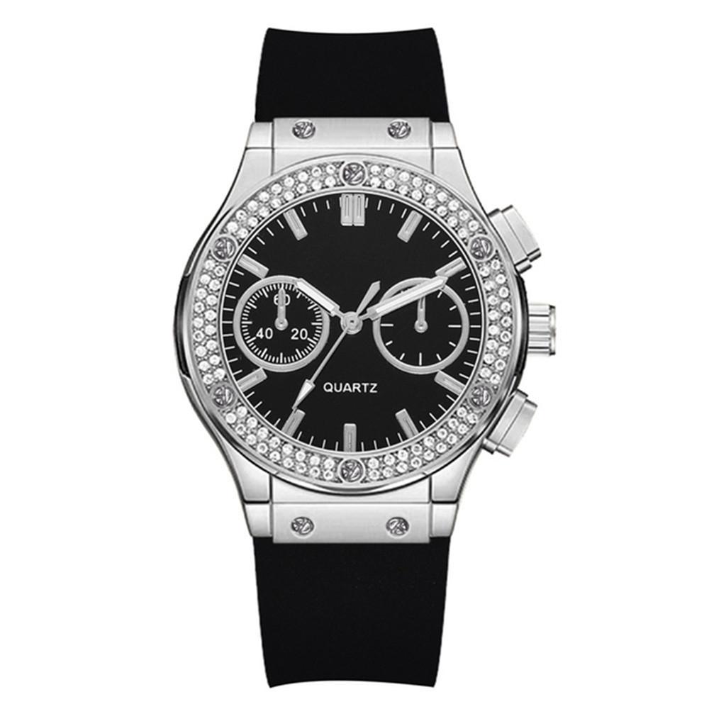 Gumové dámské hodinky Luxusní značky Casual Diamond Dámské Quartz náramkové hodinky Jednoduché sportovní hodiny
