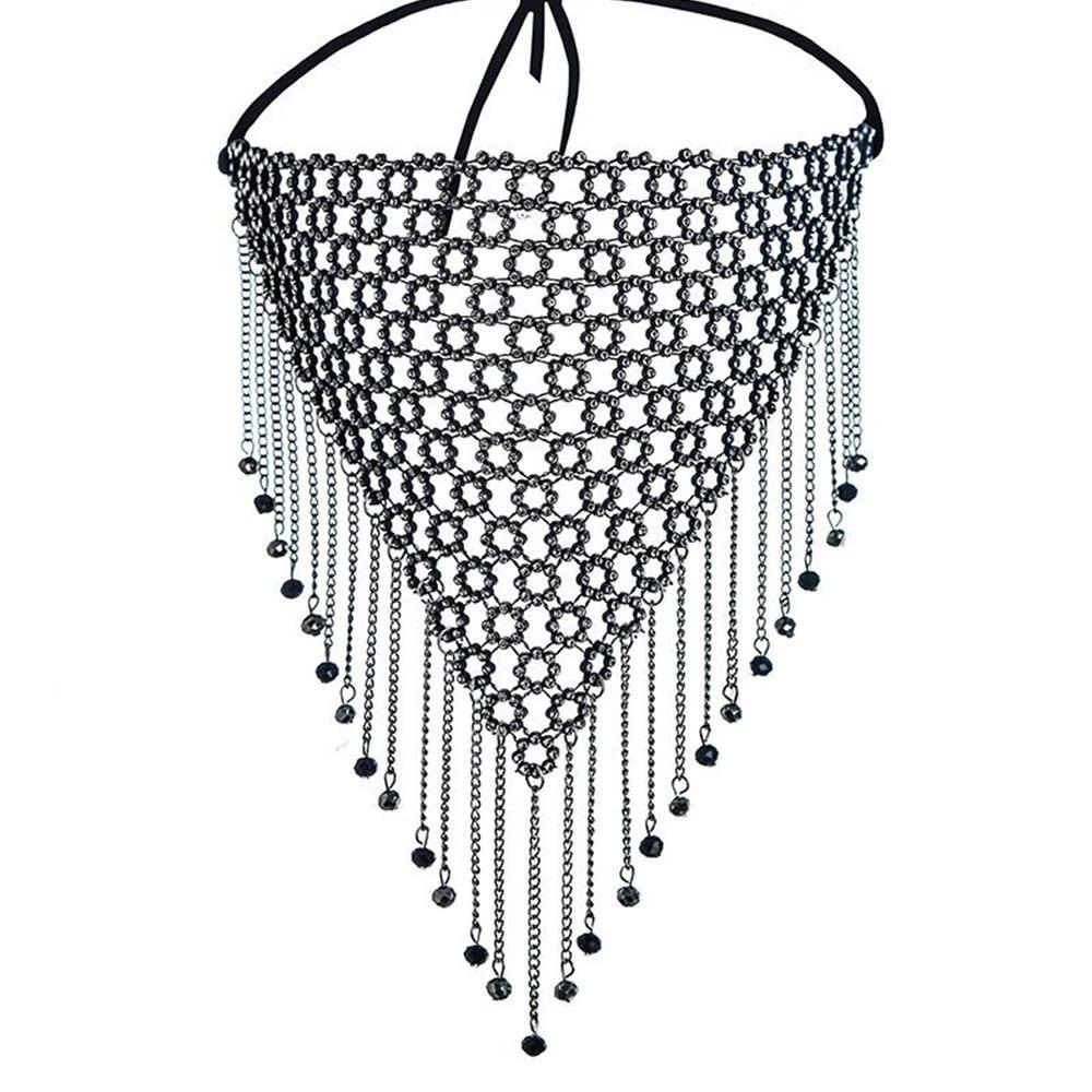 European-American Fashion Rhinestone Tassel Mesh Mask for Nightclub Parties