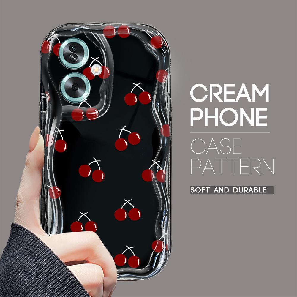 Cute Cartoon Pattern Cream Texture Casing Wavy Edge Soft Silicone Cover Phone Case for OPPO Reno Realme