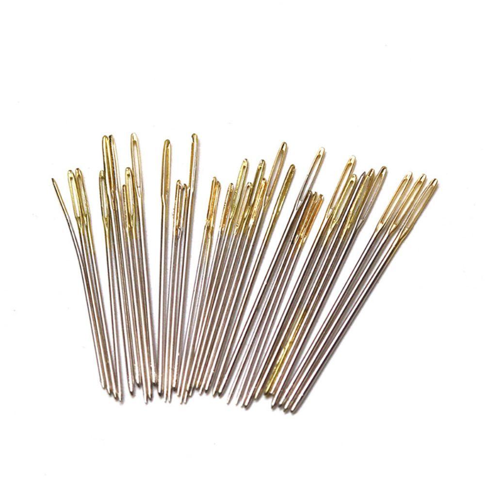 30pcs Mix Size Home Cross Stitch Sewing Needles Large Eye Stainless Steel Threader