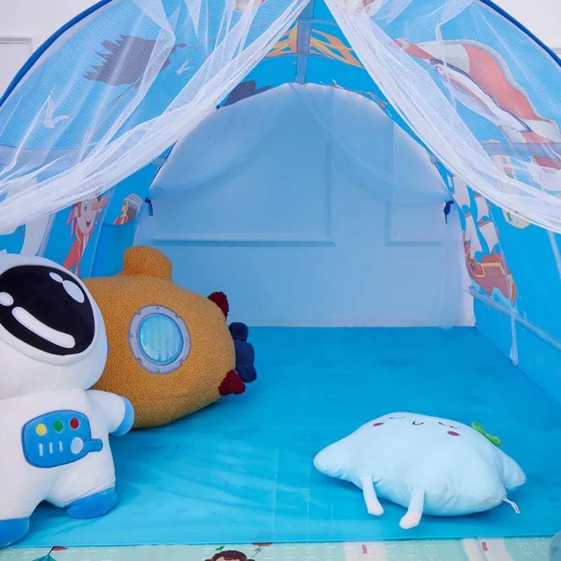 Children's 2 In 1 Dome Indoor Tent Portable Fun Play House Cartoon Sea World & Princess Cart Patterns Child Room Decoration