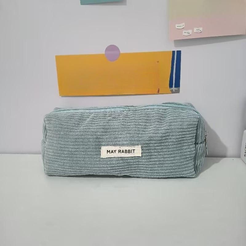 Cute Corduroy Makeup Bags Pencil Case Solid Color Pen Bag Pouch Gift for Girls School Office Stationery Organizer Supplies