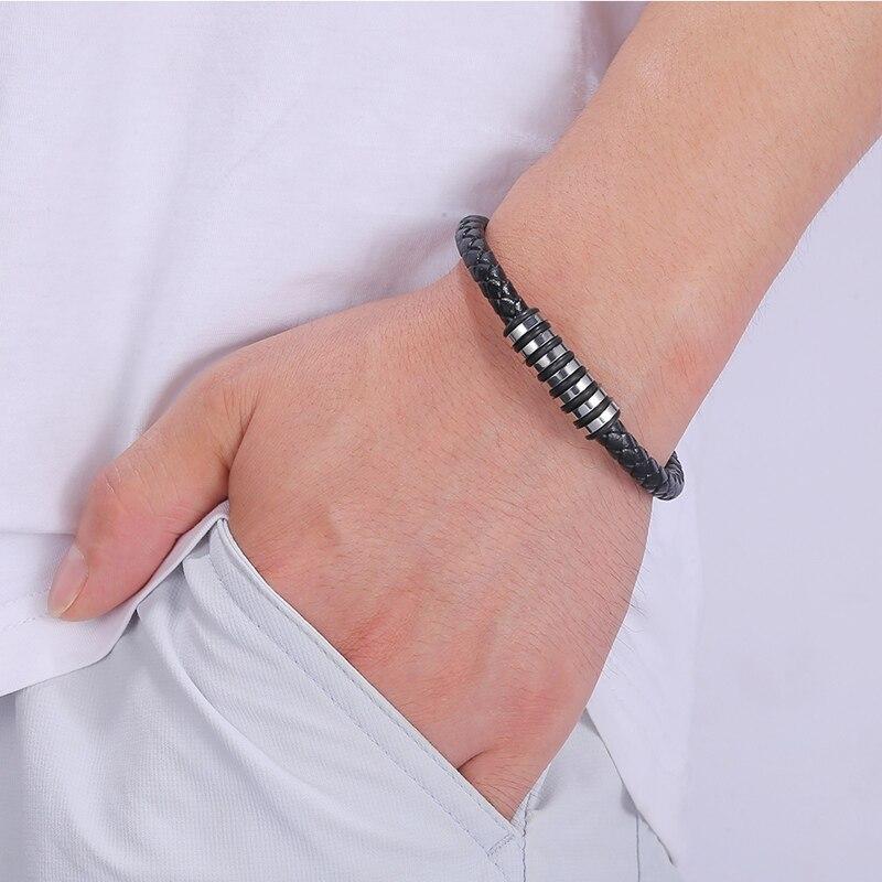 Fashion Rock Small Accessories Stainless Steel Men Leather Bracelet Classic Valentine's DayValentine's Day Gift