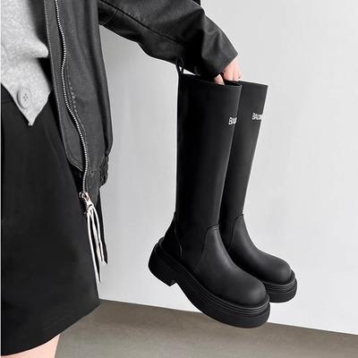 Paris gleiche Plattform Martin Stiefel vielseitiger britischer Stil Alphabet Ritterstiefel kleiner Mann aber kniehohe Stiefel Frauen