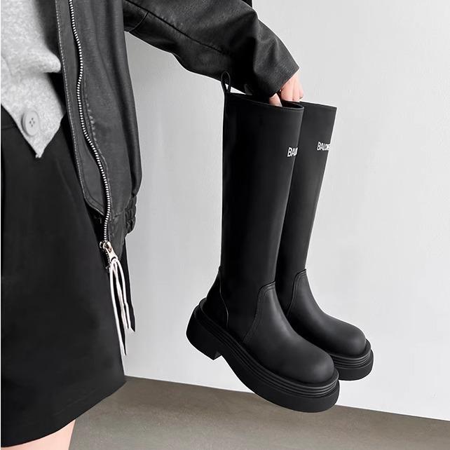Paris same platform Martin boots versatile British style alphabet knight boots small man but knee height boots women