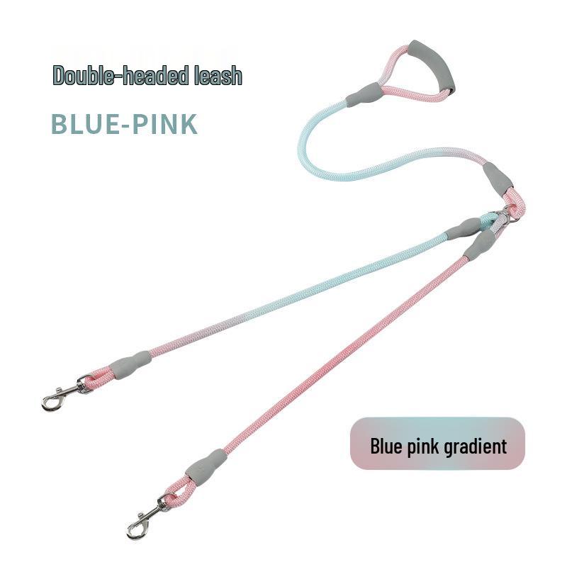 Gradient Anti-Tangle Dual Dog Leash with Two-Headed Design