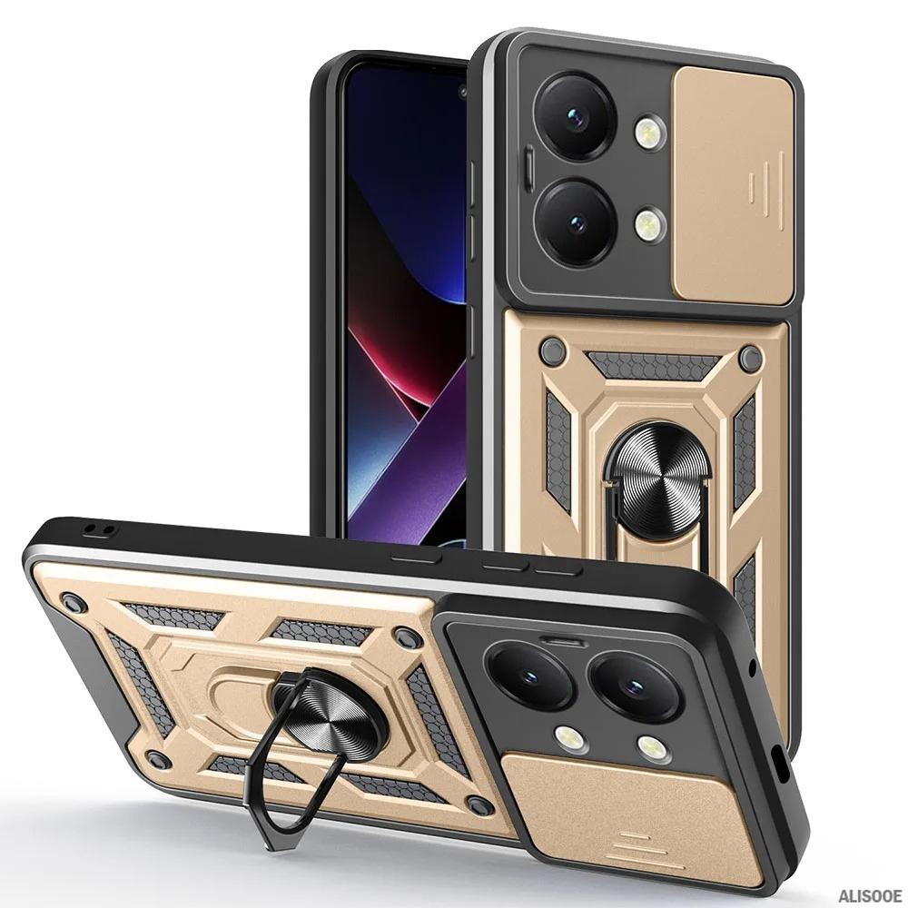 Capa for POCO X8 Pro Max X7 Pro X6 Case Armor Slide Camera Lens Protection Cover for Xiaomi POCO X7 Ring Stand Shockproof Funda