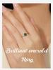 Women's Retro Japanese Cultured Emerald Green Gemstone Fashion Ring