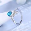 Heart Blue Diamond Ring Women's Korean Edition Fashion Ins Wind Fish Tail Diamond Sweet Open Ring 2026
