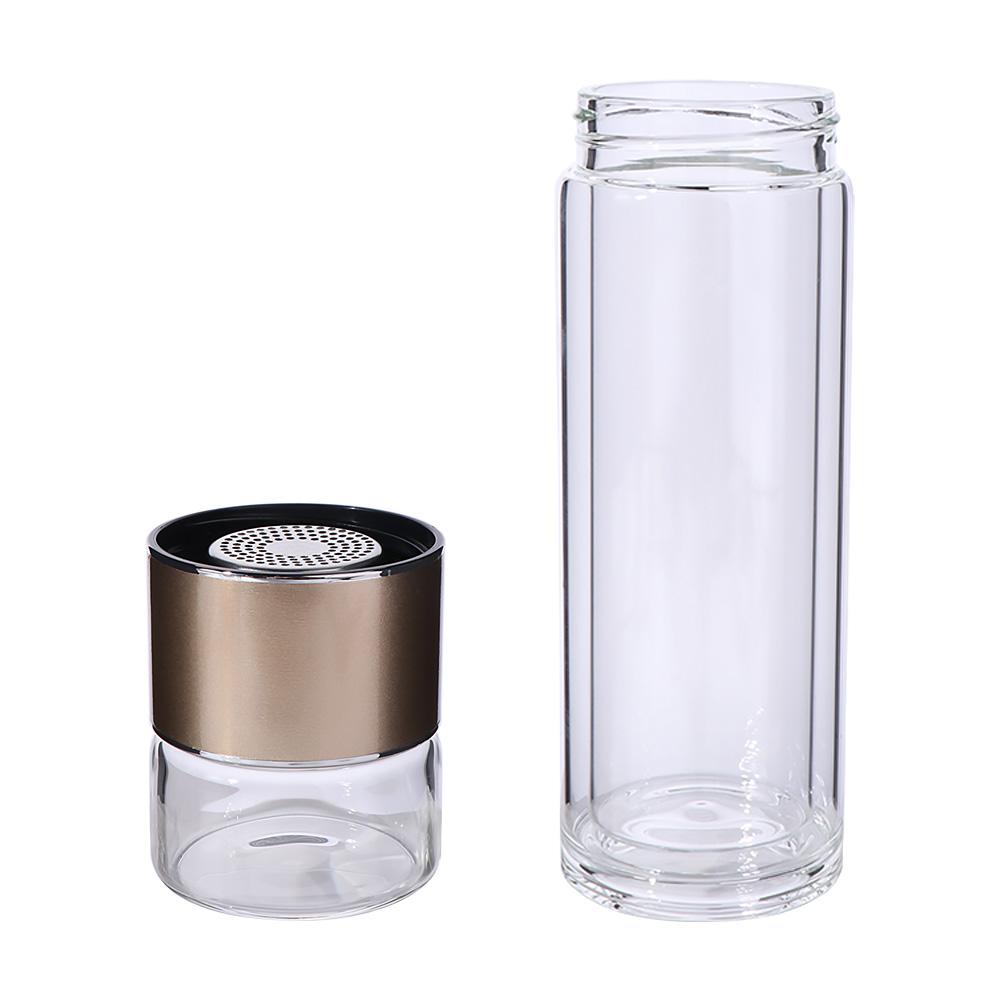 304 Stainless Steel Tea Water Separation Bottle Borosilicate Glass Handhold Portable Bottle  Men