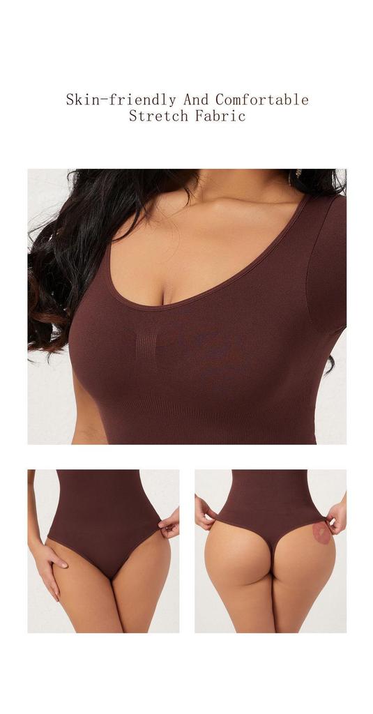 Women's Short Sleeve Tummy Control Shapewear Bodysuit