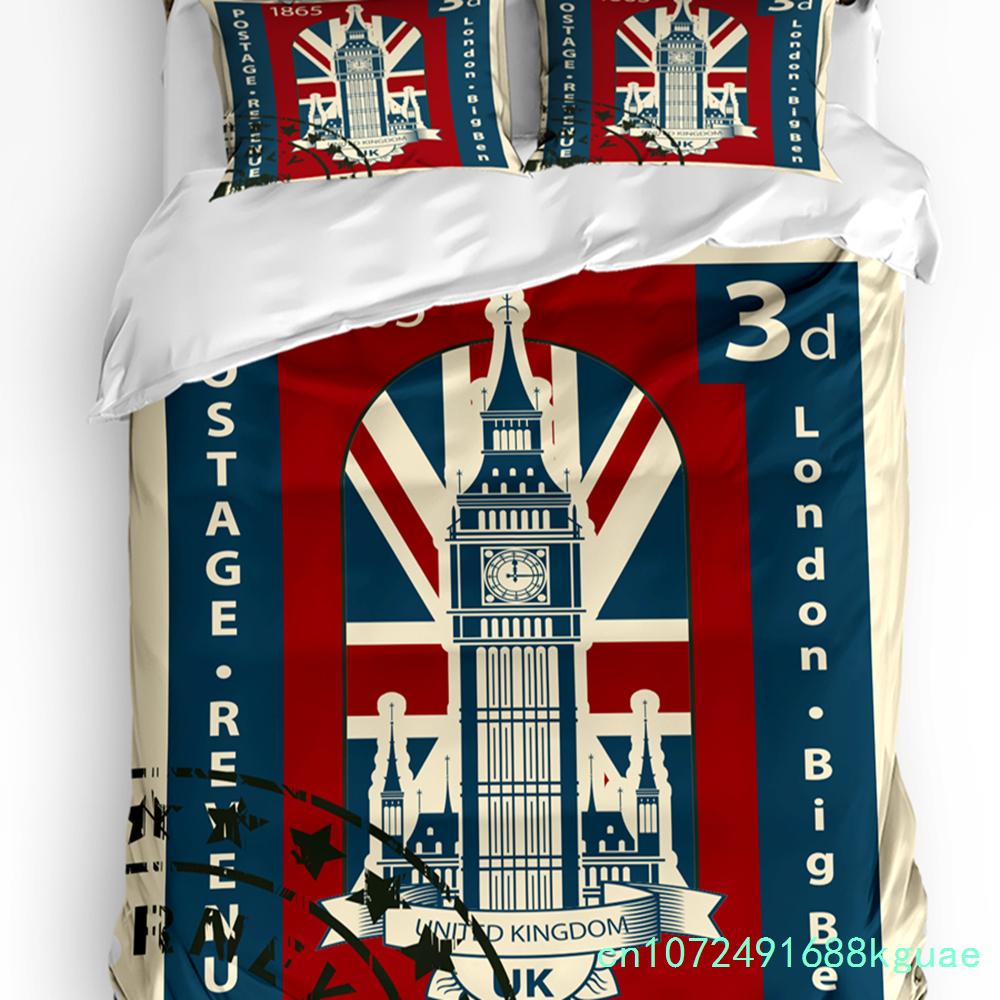 Tea Party Bettwäsche-Set für Schlafzimmer Bett Zuhause London Zeitung Inspiriertes Hintergrundmuster mit Grunge Bettbezug Steppdeckenbezug Kissenbezug