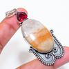 Natural Bumble Bee Jasper, Garnet 925 Sterling Silver Jewelry Pendant 2.76" ZS-585