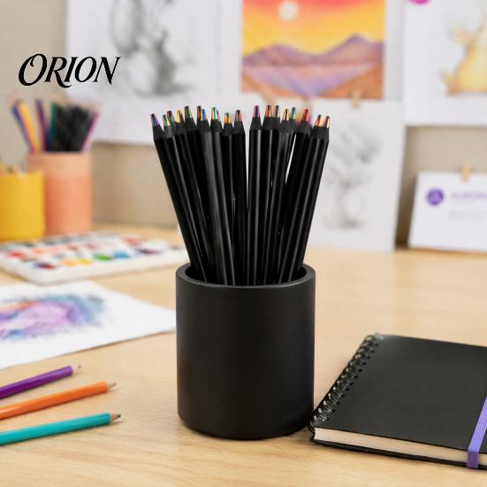 Drawing Pencils with Durable Core 12PCS Rainbow Colored Pencils, Black Wood Barrel And for Toddlers Lead Core, Art Training Sketching Kids Supplies