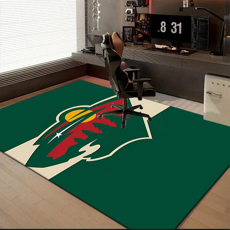 Minnesota-Wild Hockey Team Floor Mat for Living Room, Game Rooms, Office, Bedroom, Office Floor Mat Playful Design, Christmas Fan Gifts