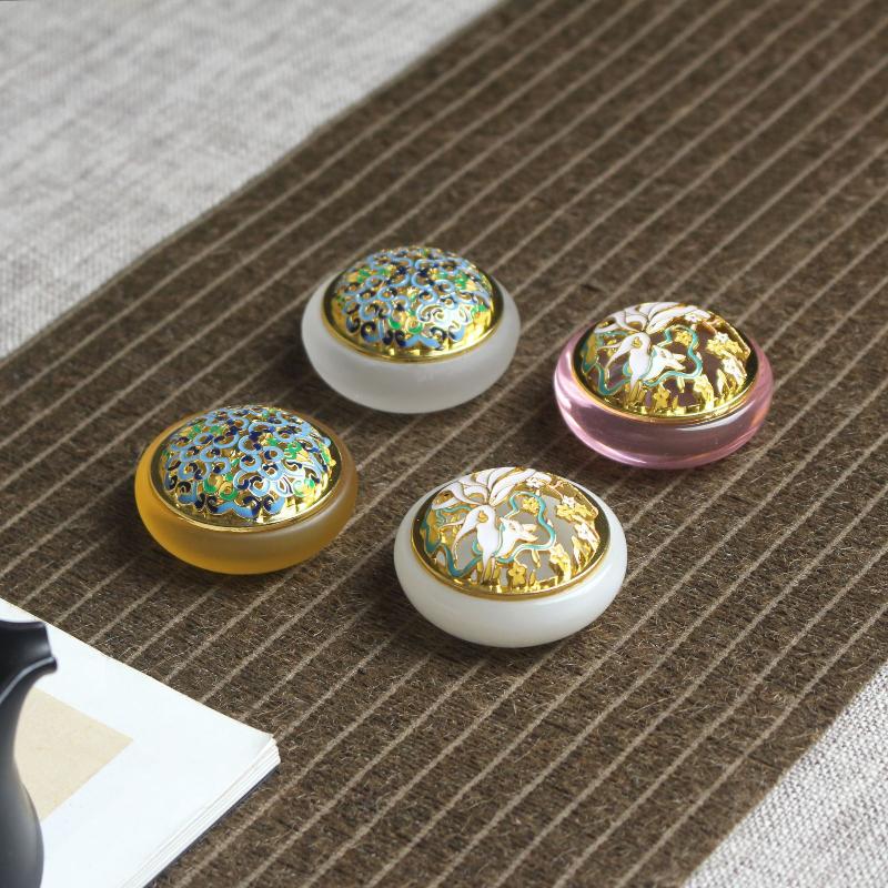 

Міні-глазурована нефритова курильниця для ароматерапевтичної печі з агарового дерева сандалового дерева Прикраса домашнього офісу Style B жовтий