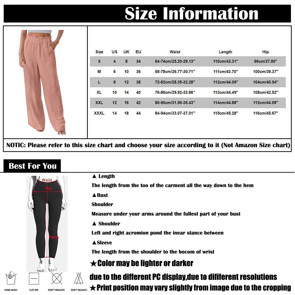Ladies Fashion Color Straight Leg Cotton Linen Loose Wide Leg Pants