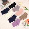 Two-half Finger Imitation Mink Gloves Autumn and Winter Student Writing Cycling Women's Finger Gloves Solid Color Commuting Warm Gloves