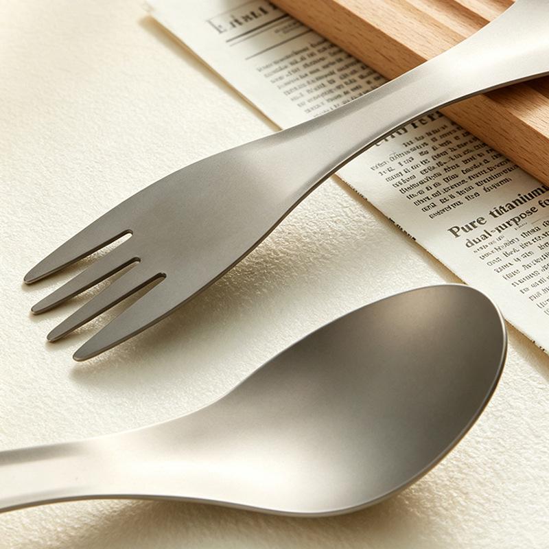 Titanium Oxide Dual-Use Camping Spoon Fork – Multifunctional Outdoor Tableware