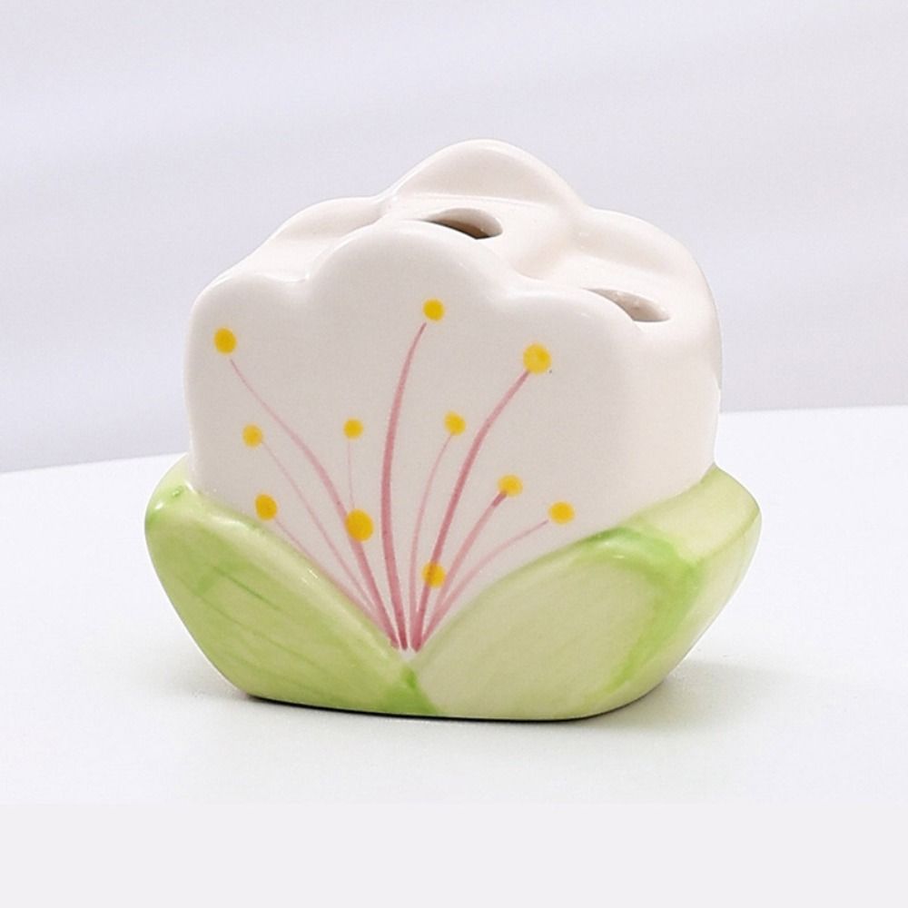 

Ceramic Flower Makeup Brush Storage Bucket Tulip Flower Ceramic Make Up Organizer School white-Tulip
