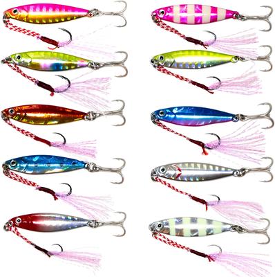 OHF Metal Jig Set, Micro Jig Set, 3g, 5g, 7g, 10g, 15g, with Assist Hooks, 10-Piece Set (15g/10-Piece Set)