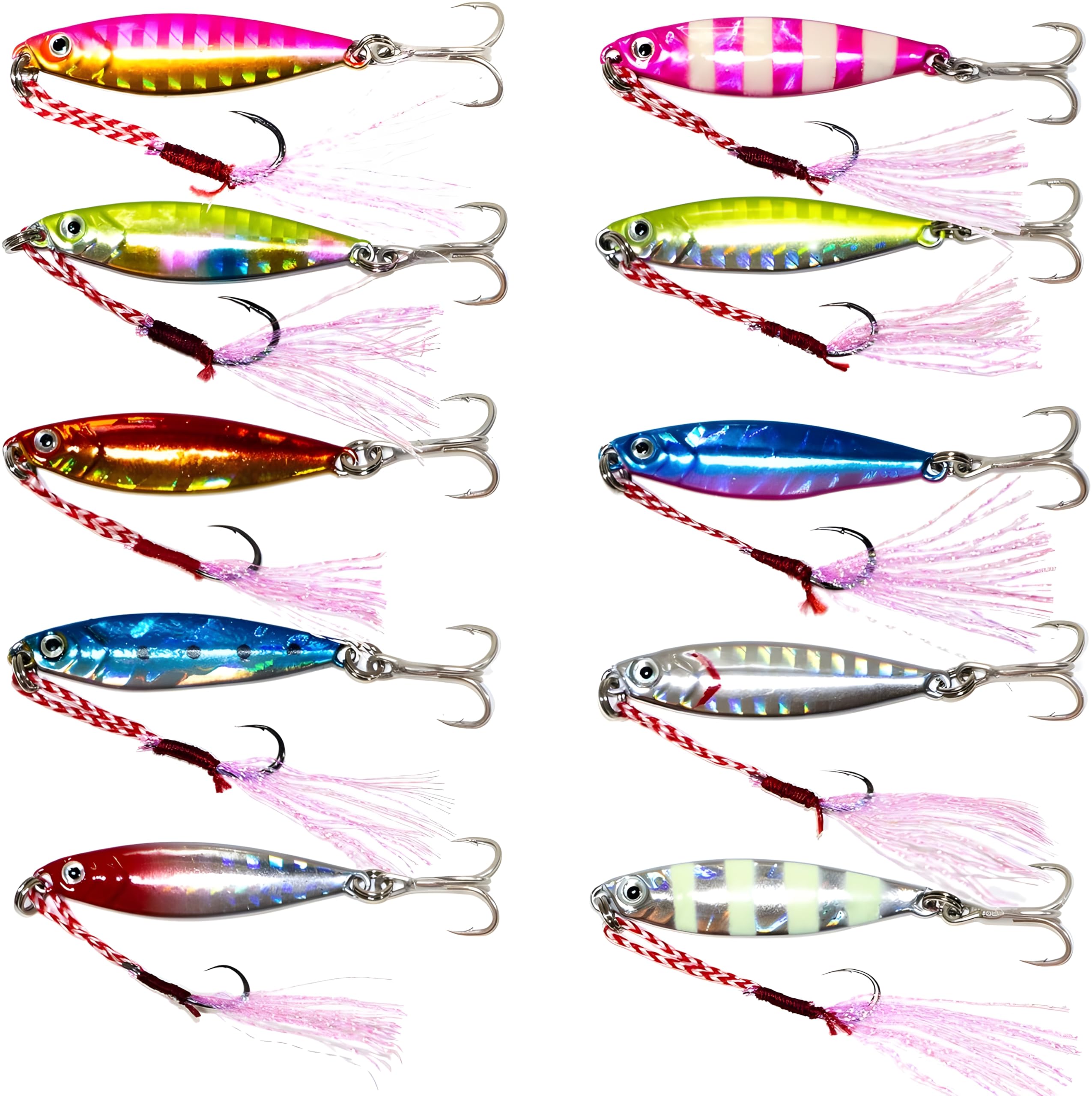 

OHF Metal Jig Micro Jig with Assist Set Set, Set, 3g, 5g, 7g, 10g, 15g, Hooks, 10-Piece (3g/10-Piece Set)