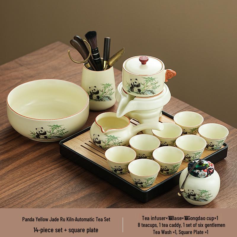 Panda Ru Kiln Kung Fu Tea Set: 2024 Gaiwan & Teapot, Ideal for Home or Gift