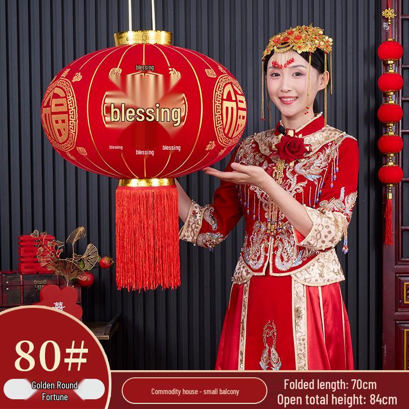 2025 Luxury Flocked Lantern with Fu Character for Spring Festival