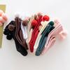 Baby Socks Solid Cotton Soft Long Princess Socks with Cute Pom-Pom Bow Decor Boy Girls Stretchy Warm Cozy Casual Socks Stockings
