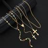 Colorful Cross Multi Layer Necklace Shiny Fashion Jewelry For Women Men Elegant High Quality Accessory