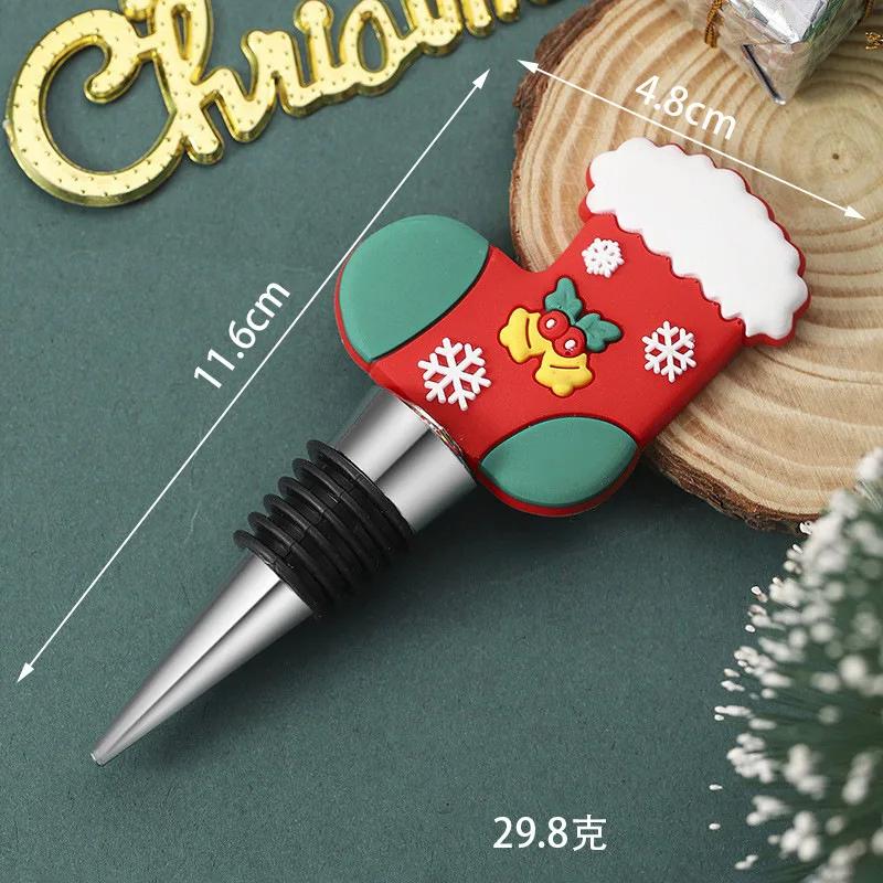 Merry Christmas Wine Bottle Stopper Xmas Tree Snowman PVC Preservation Wine Cork Bar Party Decoration Crafts Fresh-keeping