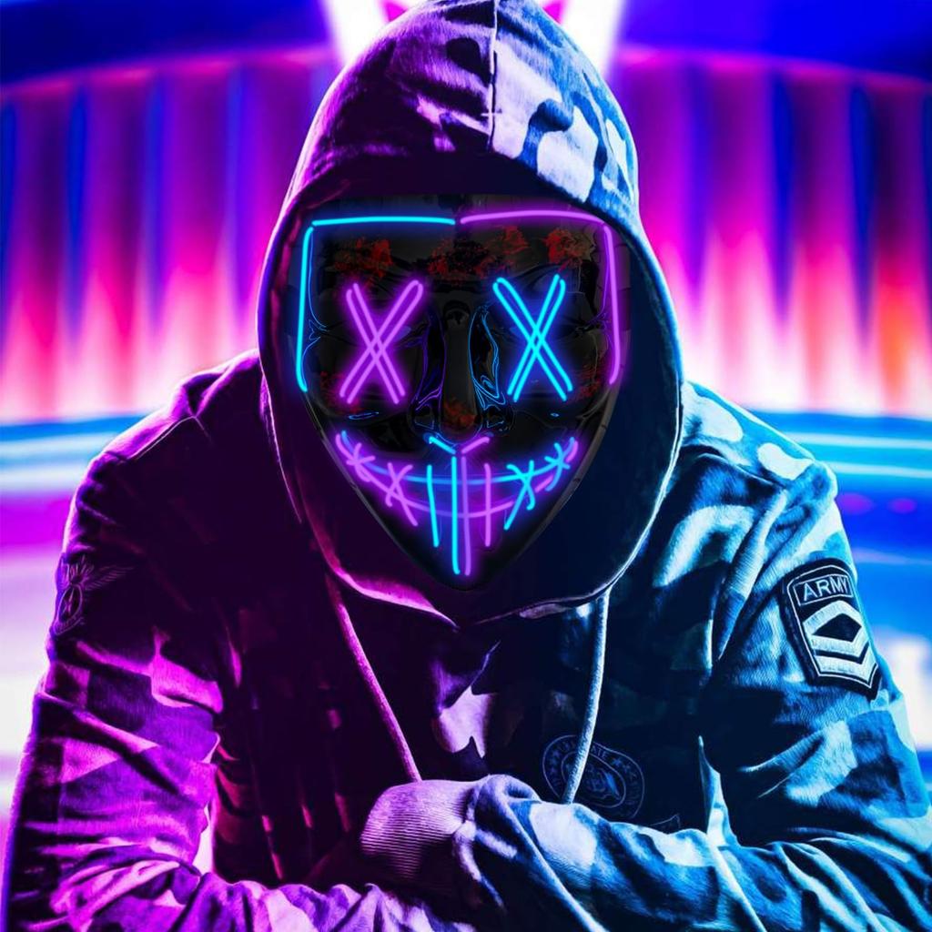 Bornoon Halloween Illuminated Cosplay LED Illuminated Horror Perfect for Cultural Costume School New Cosplay Mask, Cosplay, Mask, Accessory, Mask,