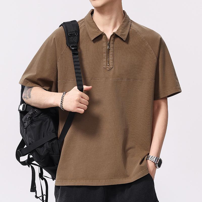 

Новая летняя мужская рубашка-поло с коротким рукавом в американском ретро-стиле, мужская рубашка с коротким рукавом свободного кроя 4XL