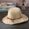 Women's Summer Handmade Crochet Straw Hat with Floral Pattern, Wide Brim Sun Hat, Hollowed-out, Foldable, Sun Protection Beach Fisherman Hat