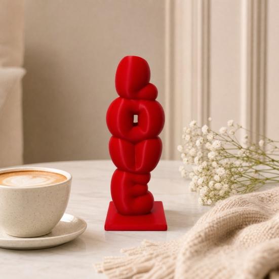 Decorative Flower Vase, Love Shape Design Letter Stacking Vase, 3D Printed Smooth Surface Ornament for Valentine Day Birthday Gifts Home Decor