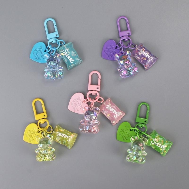 Colorful Heart Candy Keychain Ornament Stylish Keyring Accessory Unique Bag Decorations for Fashion forward Individuals