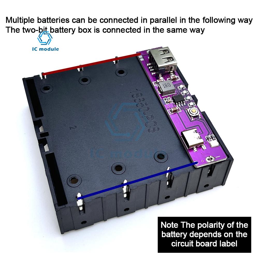 Single Cell Dual Cell 4 18650 21700 Batteries 2.1A TYPE-C Input 18650 Mobile Power Kit Module Suitable for Mobile Phone Charging
