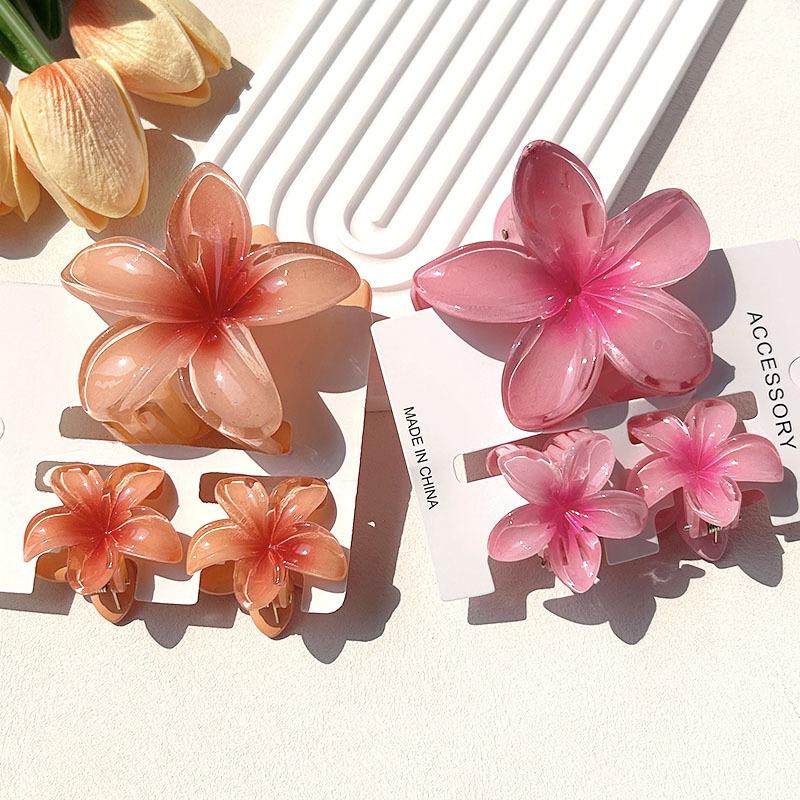 Juego de 3 pinzas para el pelo con diseño de cangrejo y flores hawaianas, con degradado de tiburón, para mujer, accesorios para el cabello, horquillas para niña.