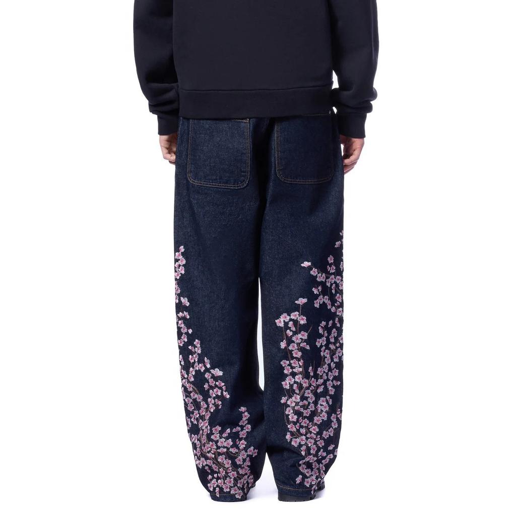 Blugi unisex retro cu broderie cireșe, croială dreaptă, pentru femei, streetwear, bărbați, vintage, Y2K, pantaloni din denim