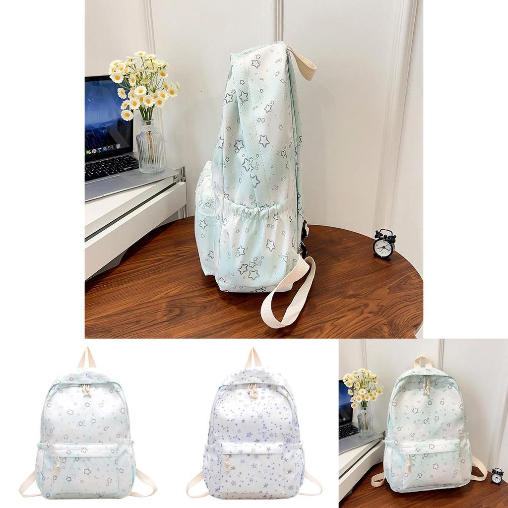 Stylish Nylon Student Backpack With Star Printed For Middle School And High School Students