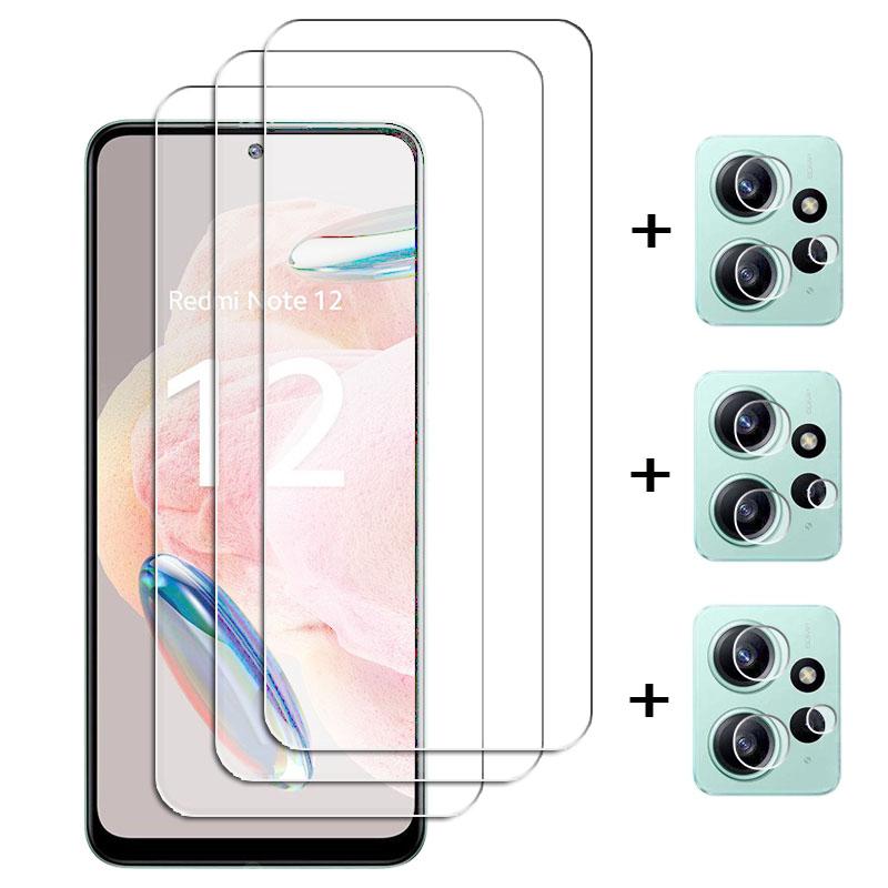 6in1 For Xiaomi Redmi Note 12 Tempered Glass Screen Glass Redmi Note 12 Pro Screen Protector Lens Film Redmi Note 12 Pro Plus
