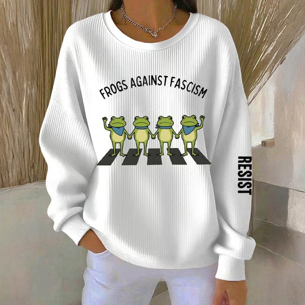 Women's Loose Comfortable Casual And Fashionable Round Neck Pattern Long Sleeved Sweatshirt