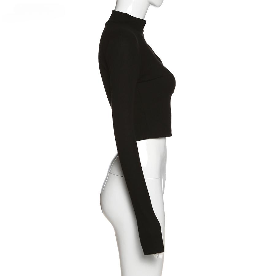 2KWEIRD Casual Y2k Clothes Crop Top Long Sleeve Women Korean Fashion Ribbed Knitted Zipper T-shirts Vintage Streetwear Tops Tees