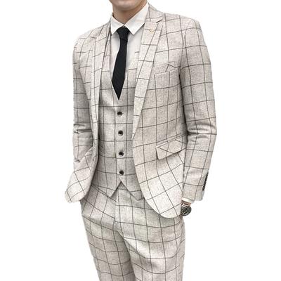 Veste + Gilet + Pantalon Boutique de Mode pour Hommes Costume d'Affaires Formel à Carreaux Slim Rayé Blazers de Mariage Manteau Pantalon Gilet Grande Taille